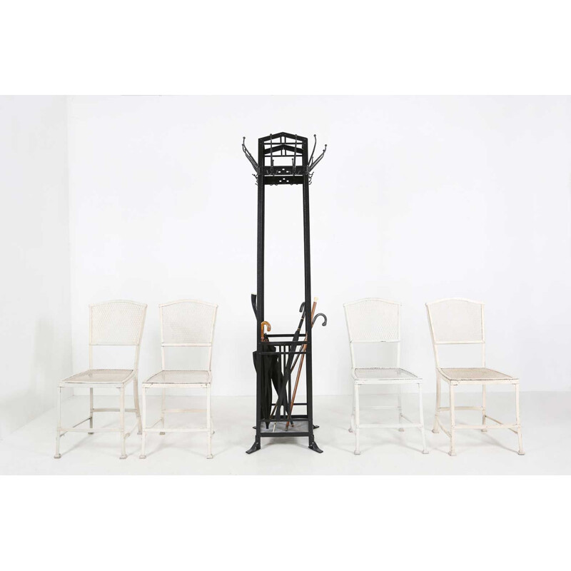 Juego de 4 sillas de jardín vintage de Gustave Serrurier-Bovy 1903