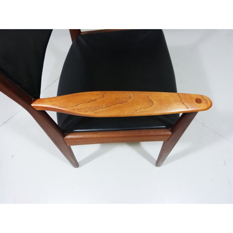 Frem Røjle danish desk chair in teak & leather - 1960s