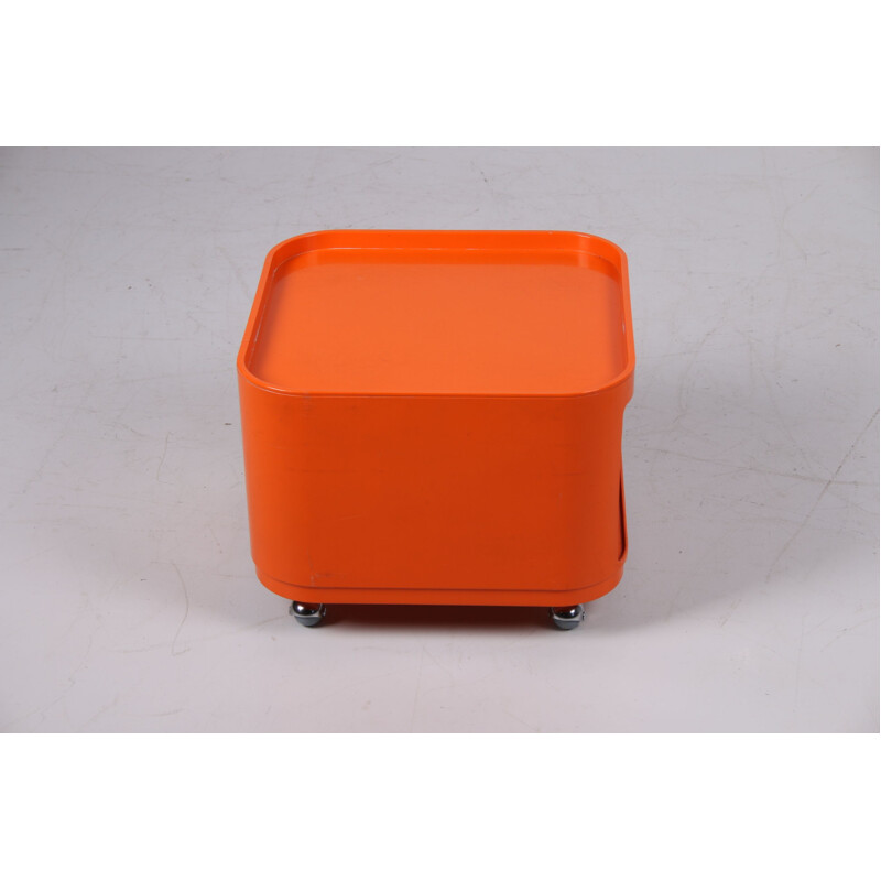 Vintage Orange Space Age side table with wheels Anna Castelli Ferrieri Kartell Componibili