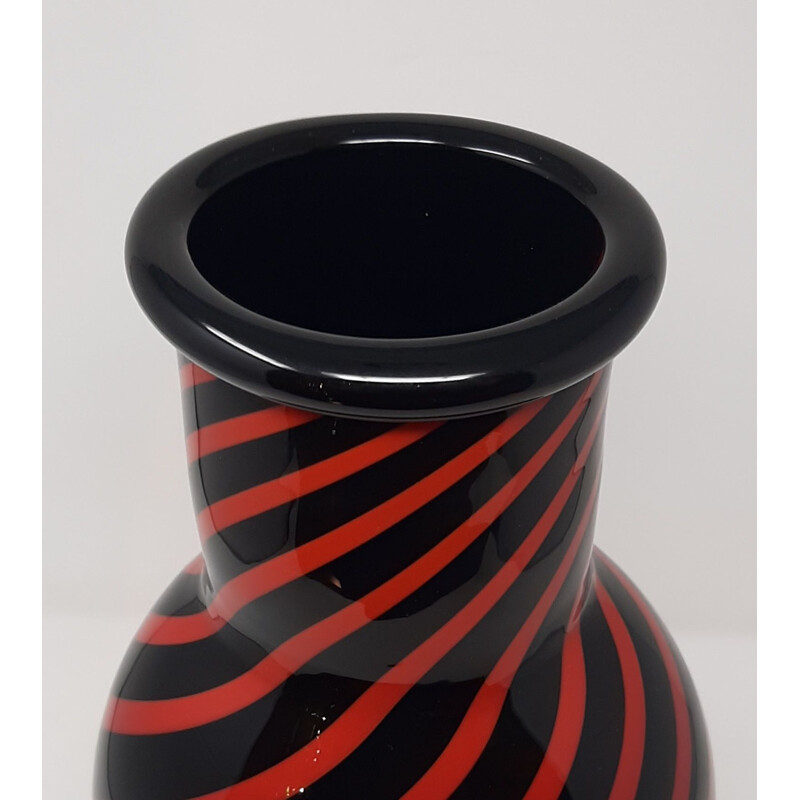 Vase vintage "Rosso Nero" par Archimede Seguso 1960