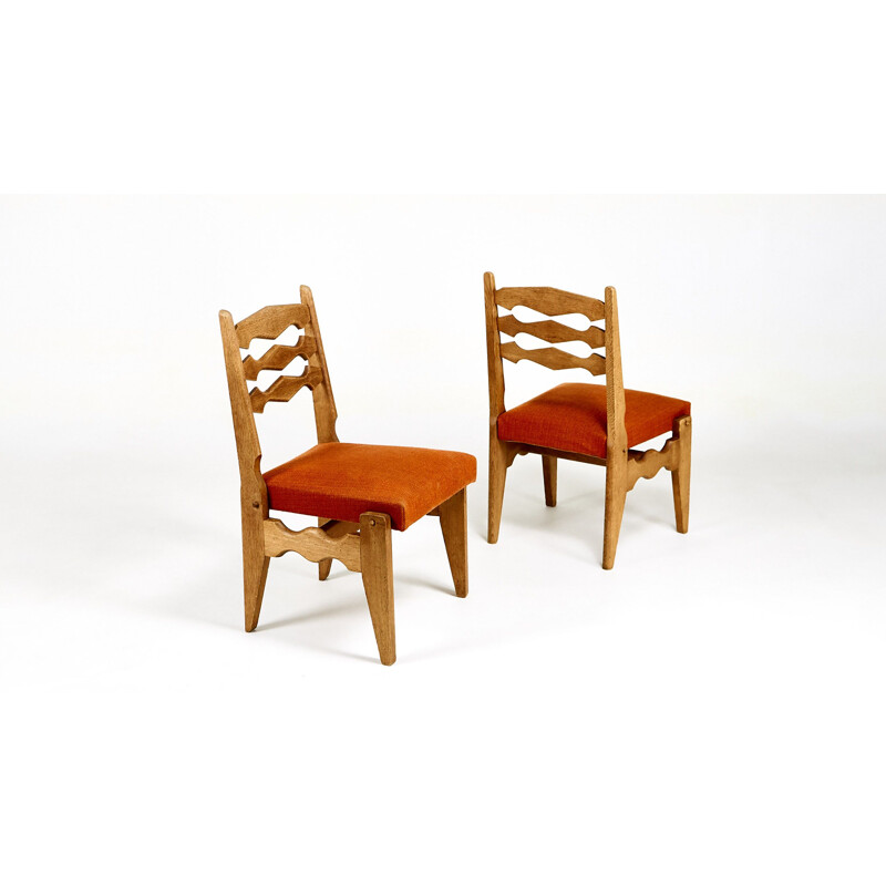 Lot of 6 vintage Dumortier chair by Guillerme & Chambron, France 1950s