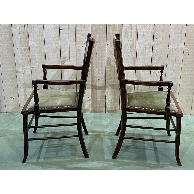 Pair of vintage beechwood armchairs, English 1930s