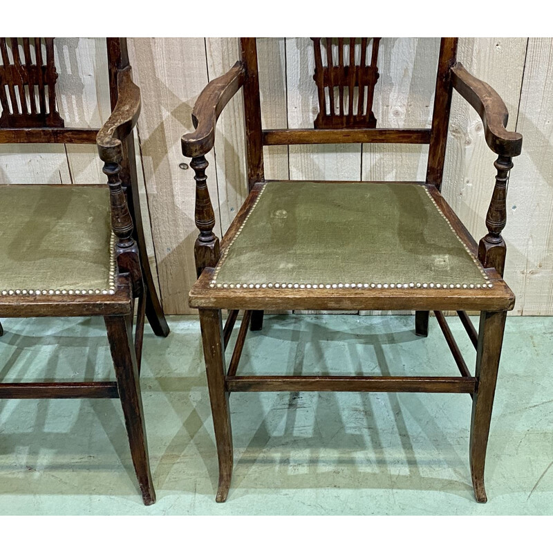 Pair of vintage beechwood armchairs, English 1930s