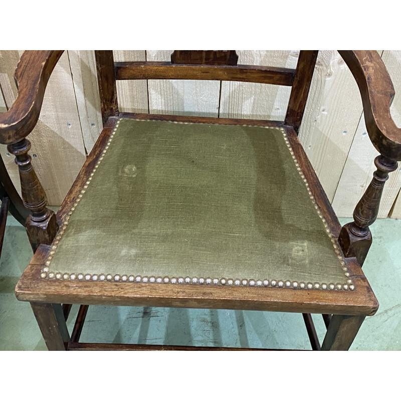 Pair of vintage beechwood armchairs, English 1930s