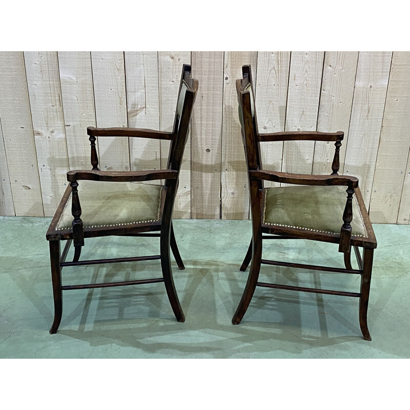 Pair of vintage beechwood armchairs, English 1930s