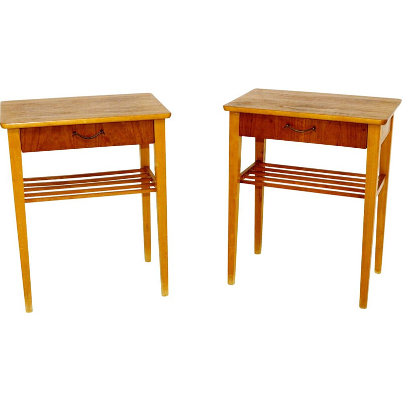 Pair of vintage teak bedside tables, Sweden 1960