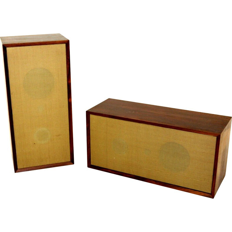 Pair of vintage rosewood speakers Cavodius, Denmark 1960