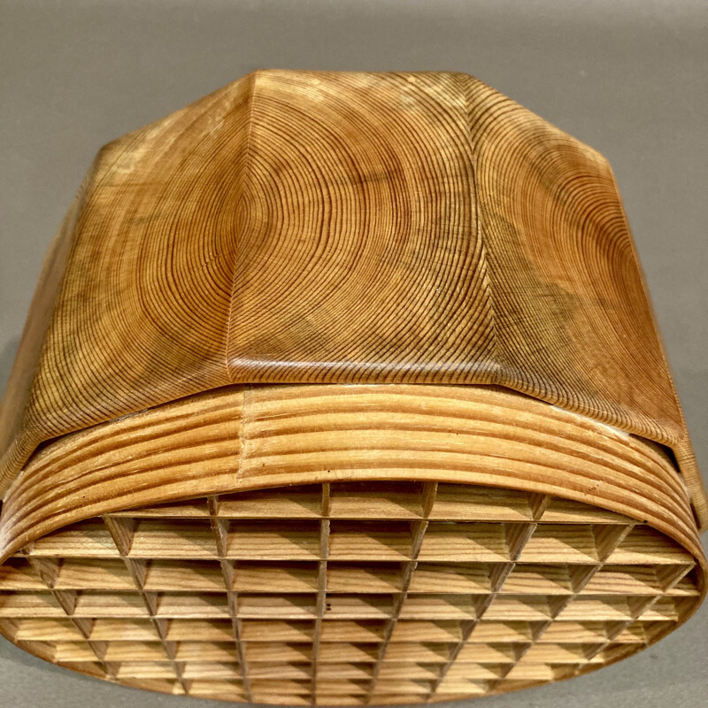 Vintage solid wood hanging lamp, Scandinavian 1950s