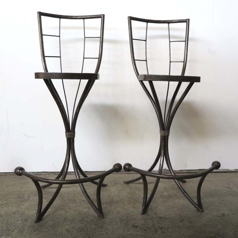 Pair of vintage Industrial Metal Side Chairs 1950s