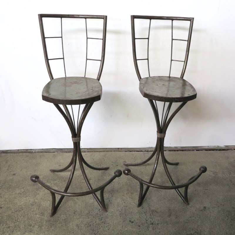 Paire de chaises d'appoint vintage en métal industriel 1950