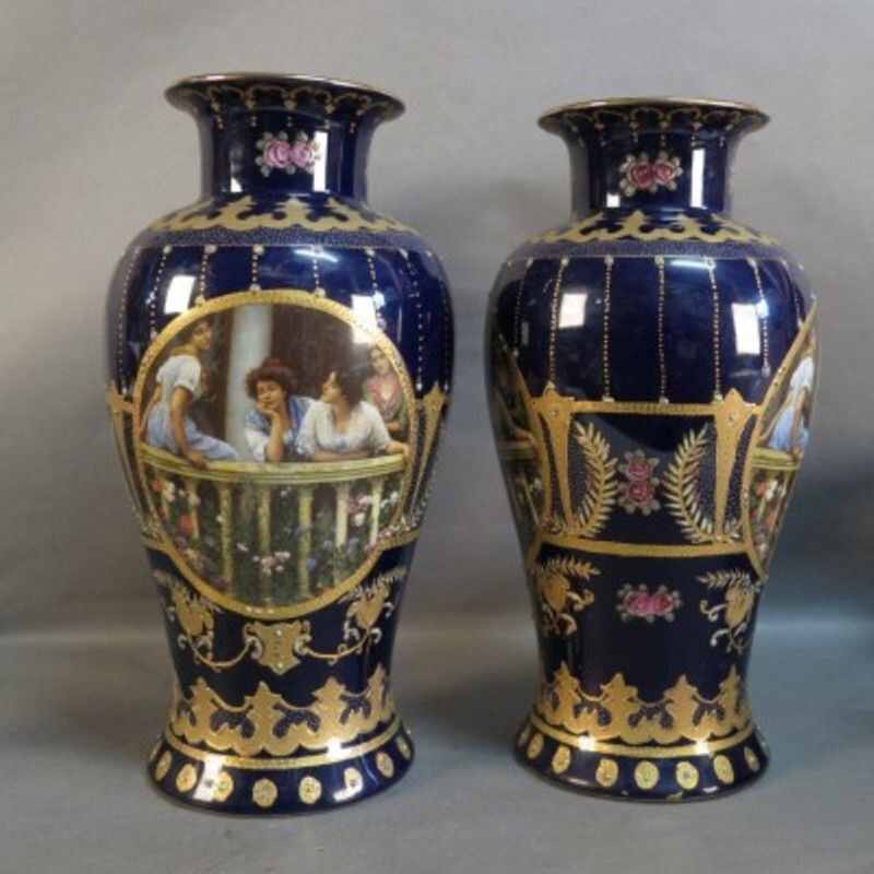 Pair of vintage Art Nouveau vases from Royal Limoges, 1900