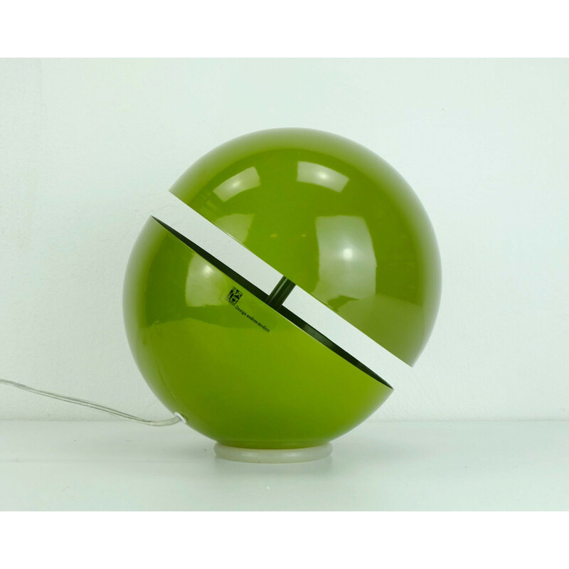  Lampe de table vintage "Sfera" boule en métal vert par Andrea Modica pour Lumess, Suisse 1990