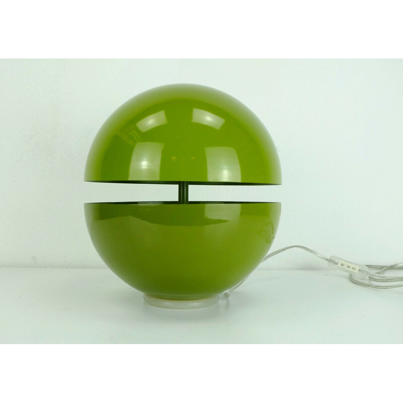 Vintage ball-shaped green metal table lamp "Sfera" by andrea modica for lumess, Switzerland 1990s