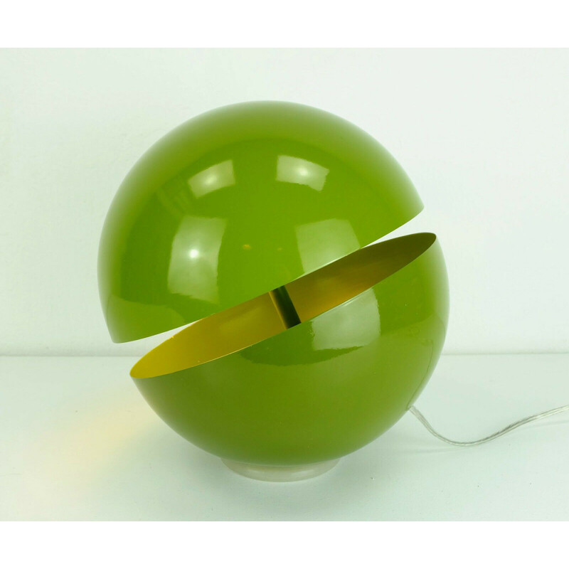  Lampe de table vintage "Sfera" boule en métal vert par Andrea Modica pour Lumess, Suisse 1990