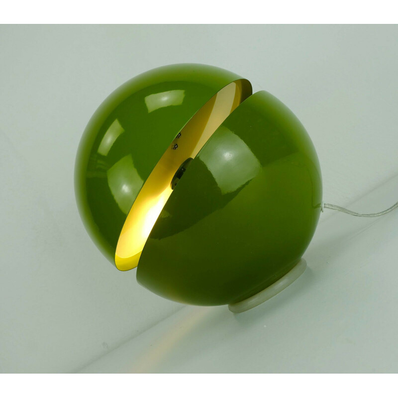 Vintage ball-shaped green metal table lamp "Sfera" by andrea modica for lumess, Switzerland 1990s