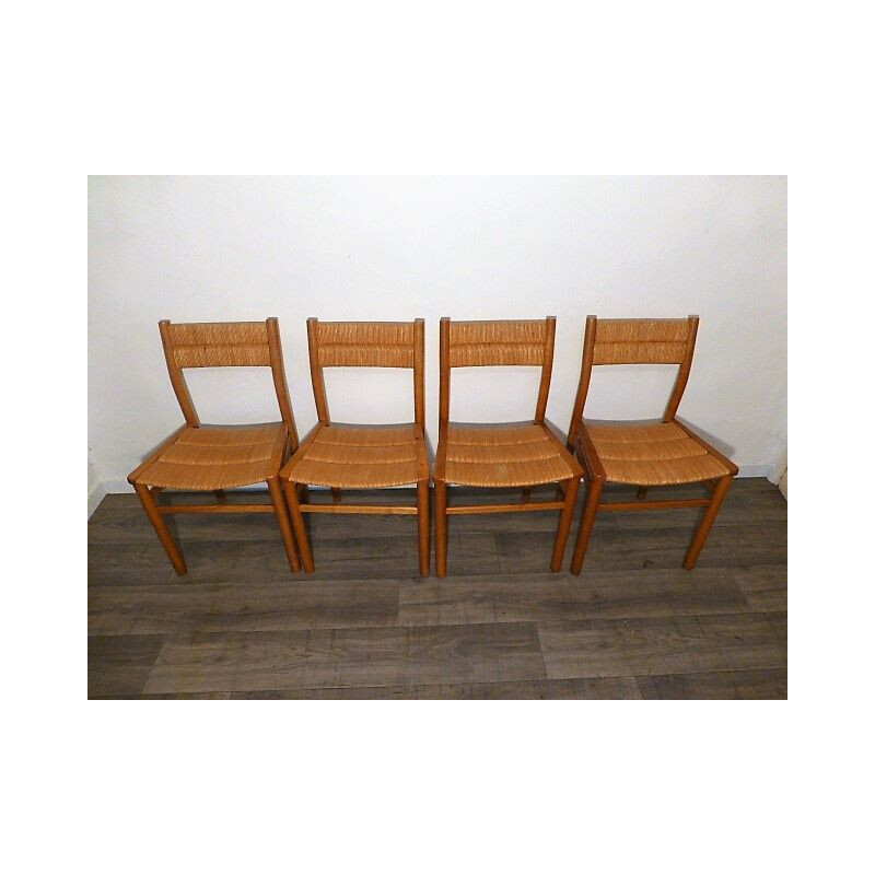 Lot of 4 vintage chairs by Pierre Gautier Delaye for Weekend 1960s