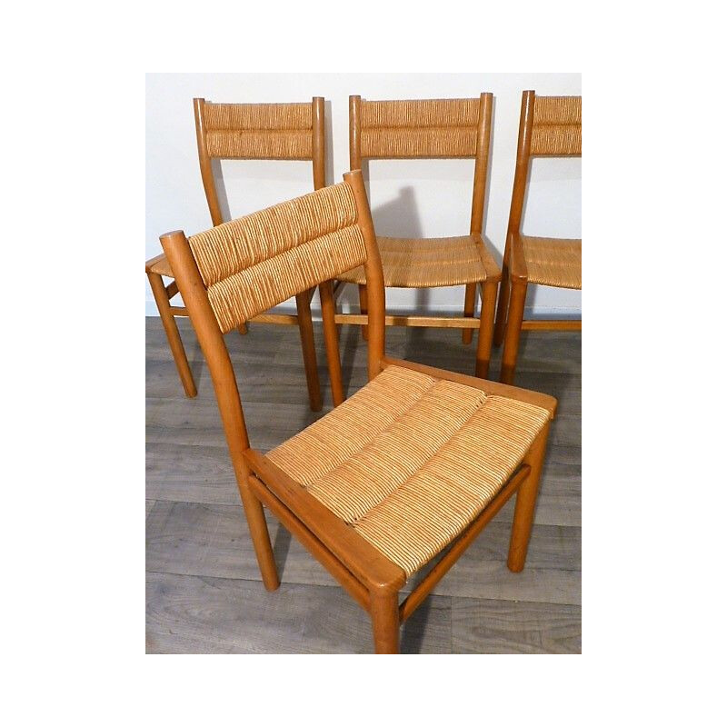 Lot of 4 vintage chairs by Pierre Gautier Delaye for Weekend 1960s