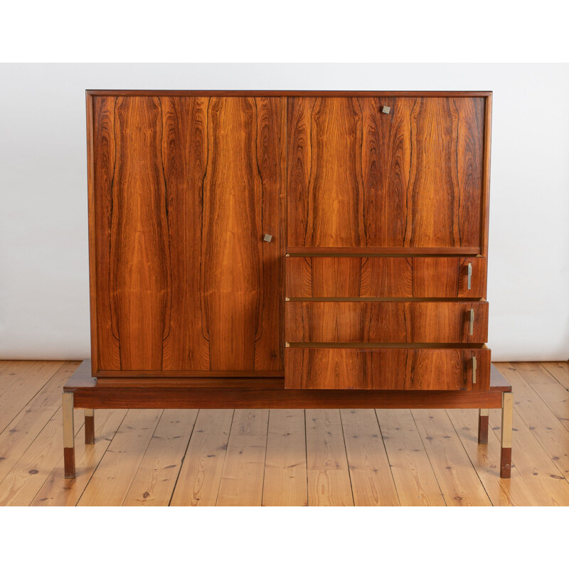 Vintage Rosewood Sideboard & Drinks Cabinet, French 1970s