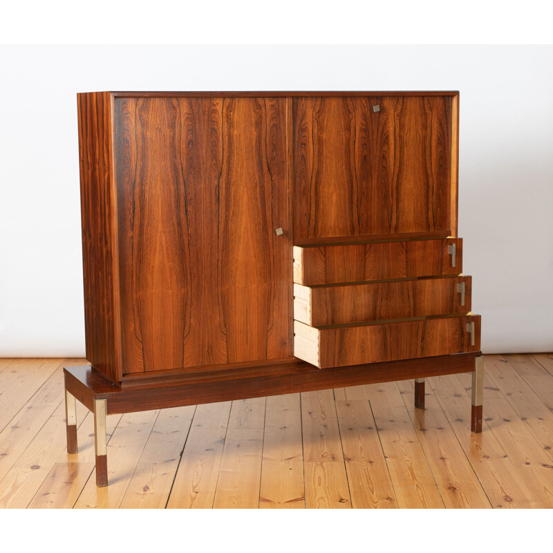 Vintage Rosewood Sideboard & Drinks Cabinet, French 1970s