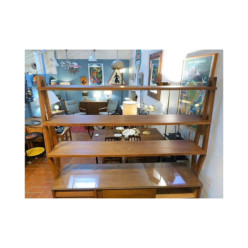 Vintage wooden divider and bookcase 1960s