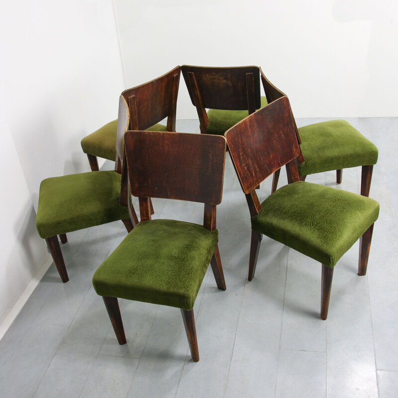 Lot de 6 chaises vintage Art Déco