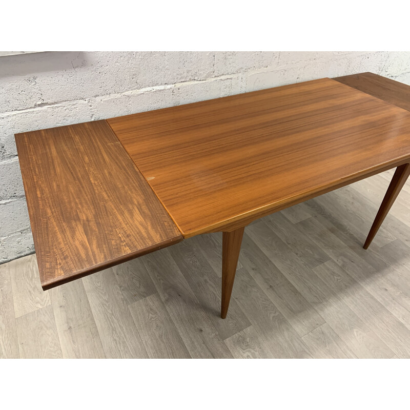 Grande table à manger vintage vintage en teck, Scandinave 1960