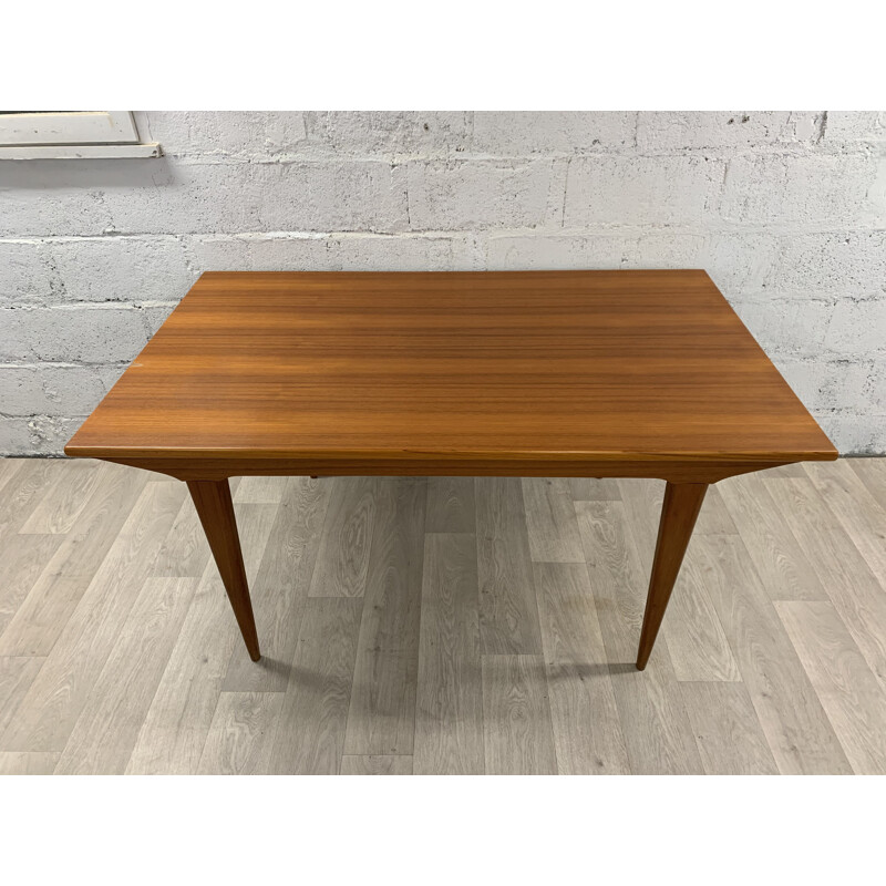 Grande table à manger vintage vintage en teck, Scandinave 1960