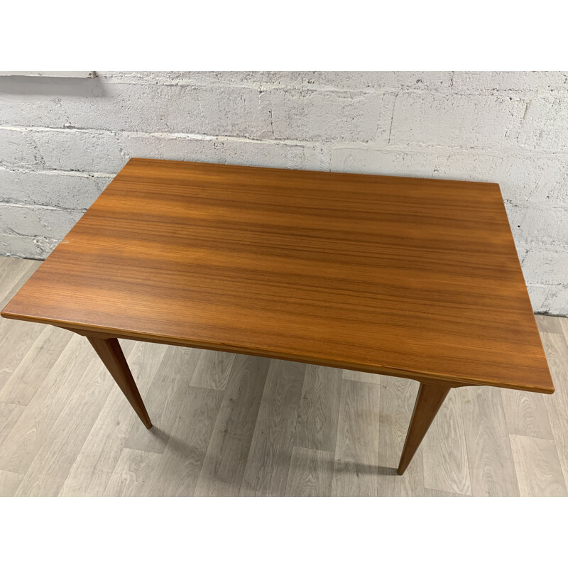 Grande table à manger vintage vintage en teck, Scandinave 1960