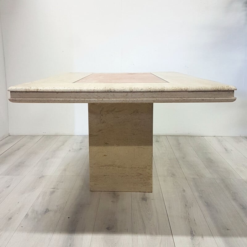 Vintage Hollywood regency travertine dining table 1970s