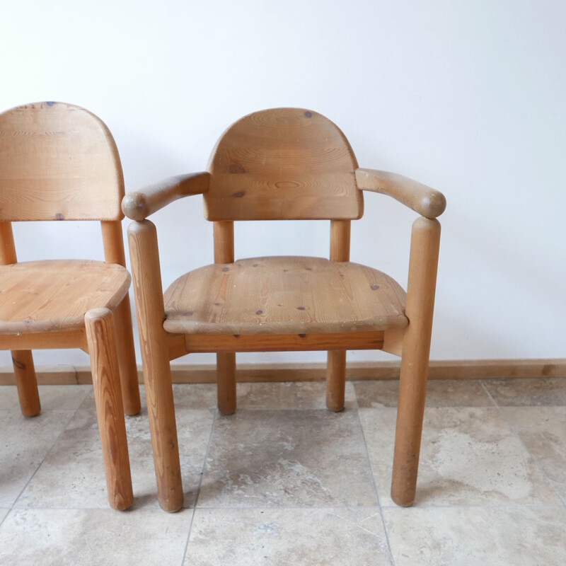 Set of 6 vintage Rainer Daumiller Pine Dining Chairs, Swedish 1970s