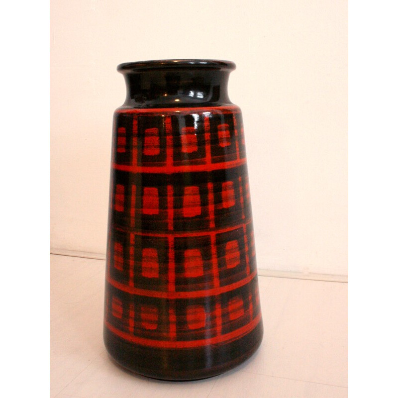 Mid-Century Wächtersbach vase in brown and red ceramic - 1960s