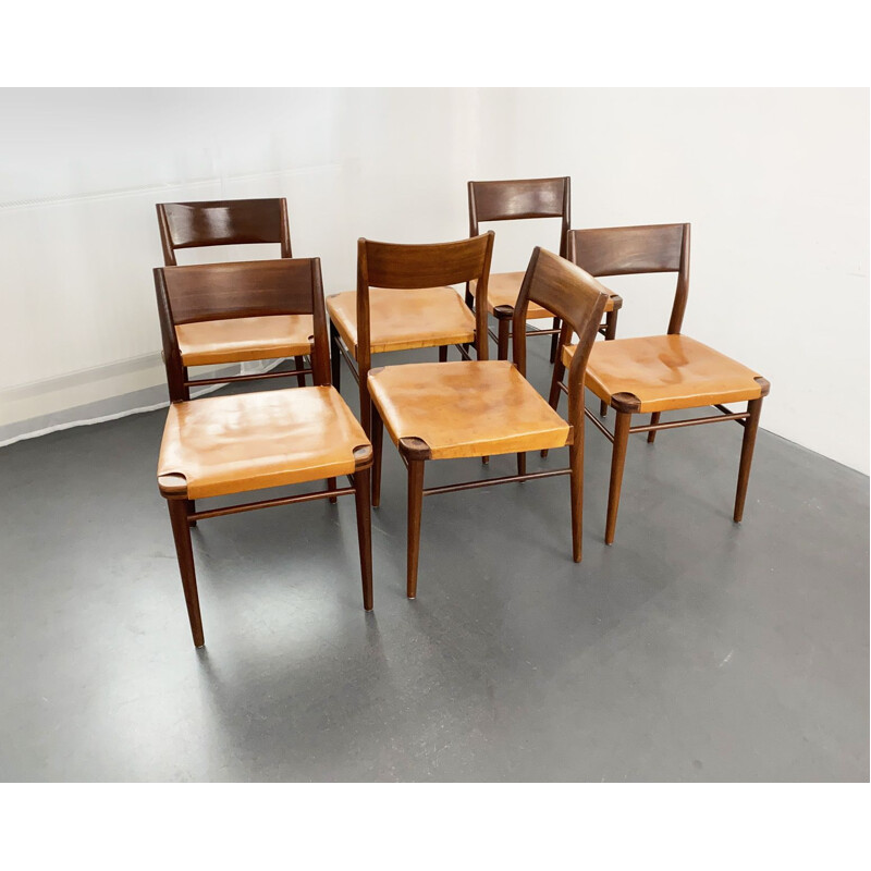 Lot de 6 chaises vintage de Georg Leowald pour Wilkhahn, Allemagne 1950