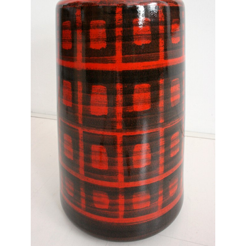 Mid-Century Wächtersbach vase in brown and red ceramic - 1960s