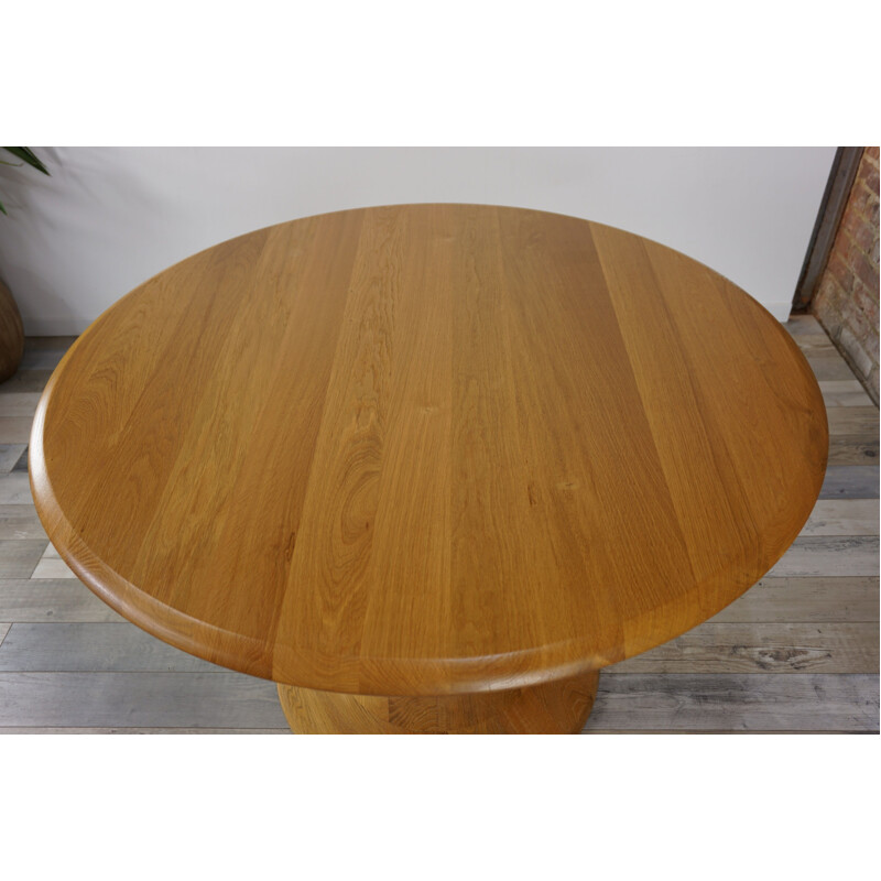 Table ronde vintage de salle à manger en bois