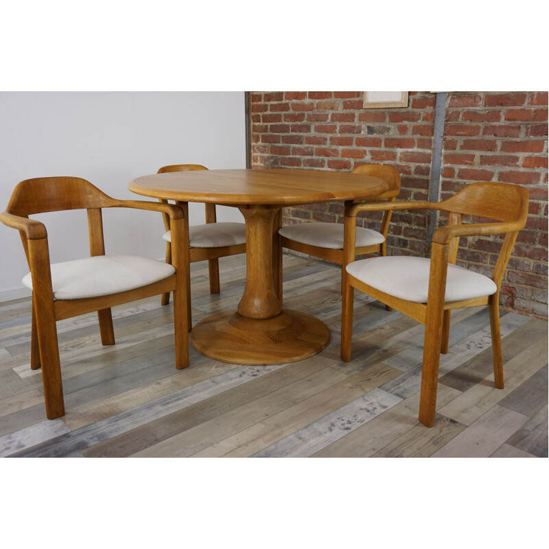 Vintage round wooden dining room table