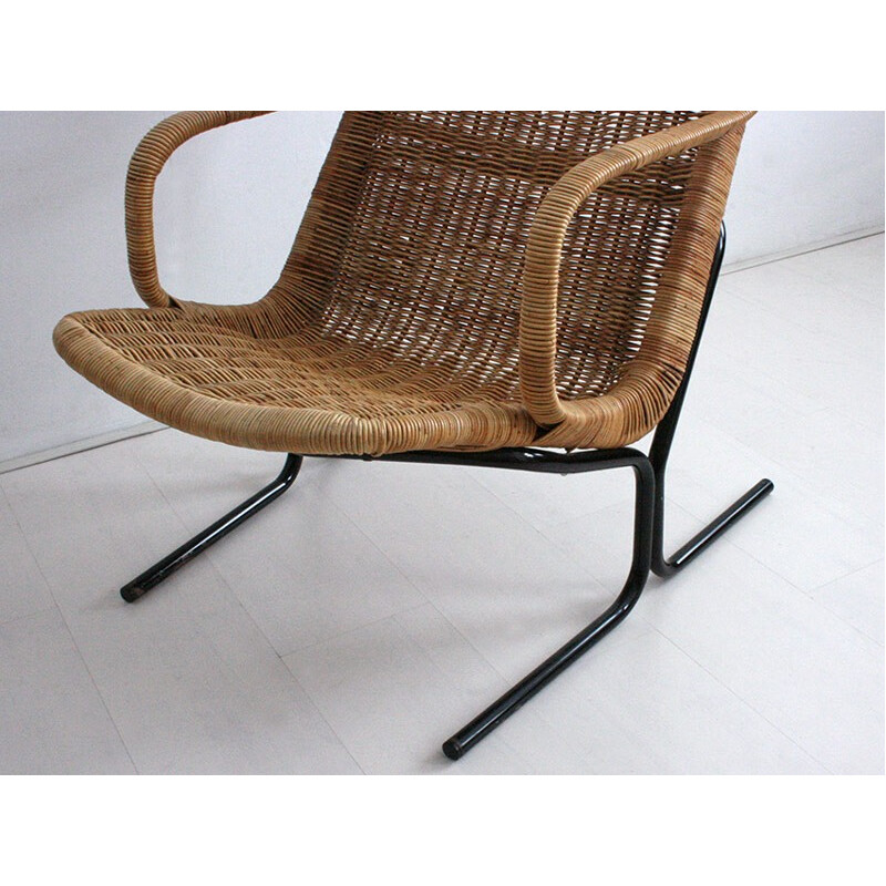 514 Jonkers Noordwolde armchair in rattan and metal, Dirk VAN SLIEDREGT - 1961