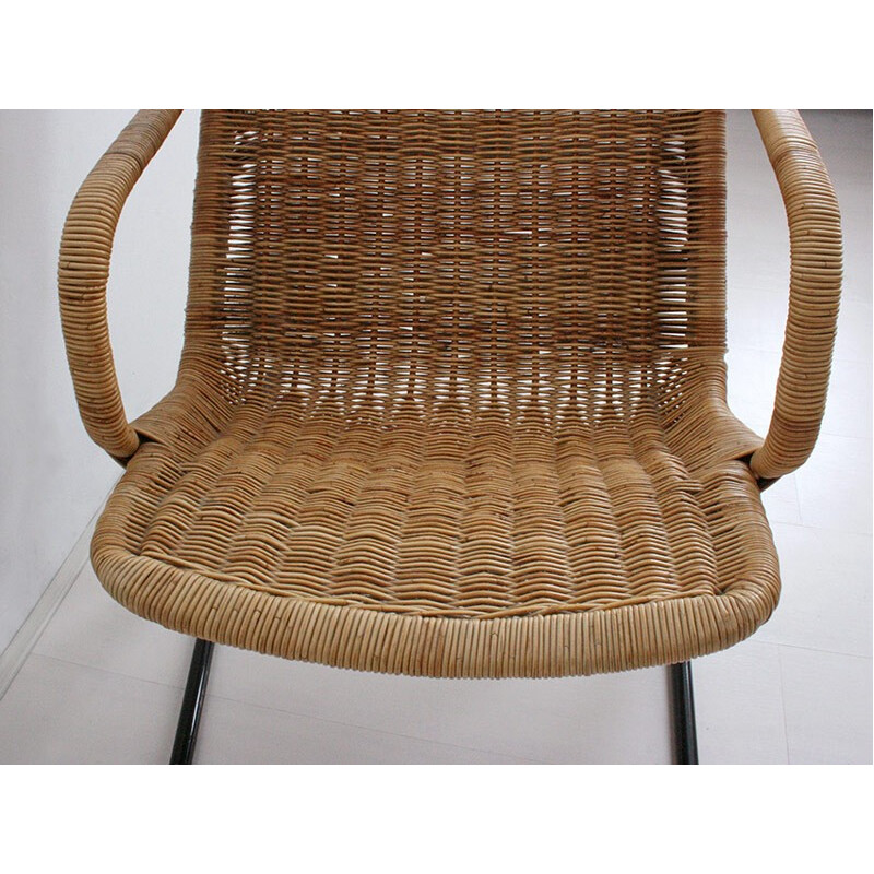 514 Jonkers Noordwolde armchair in rattan and metal, Dirk VAN SLIEDREGT - 1961