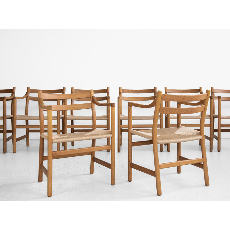 Lot de 8 chaises vintage CH46 de Hans Wegner pour Carl Hansen & Son Danois