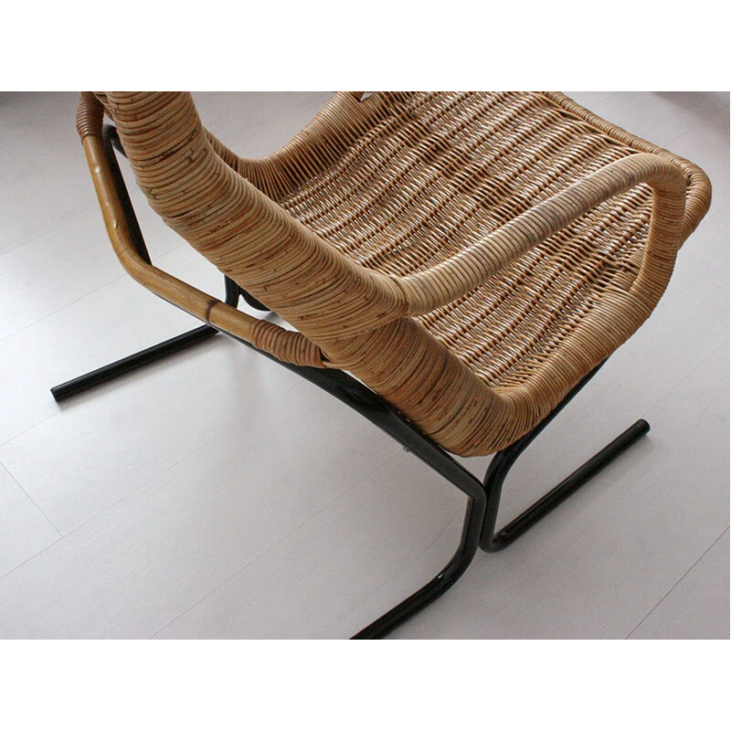 514 Jonkers Noordwolde armchair in rattan and metal, Dirk VAN SLIEDREGT - 1961