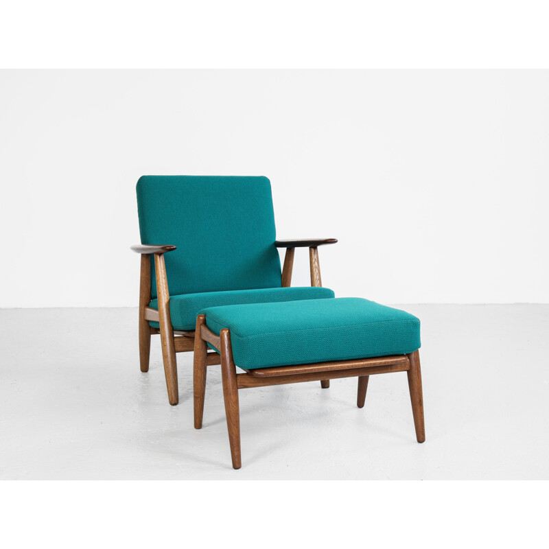 Vintage armchair and stool by Hans Wegner for Getama 1950