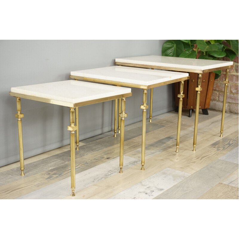 Vintage brass and marble nesting tables 1970