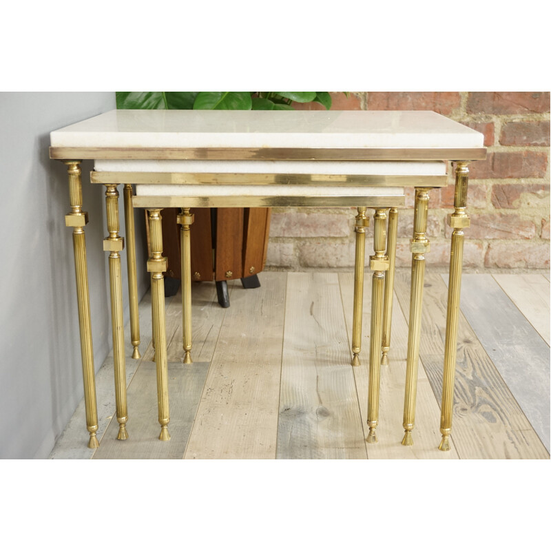 Vintage brass and marble nesting tables 1970