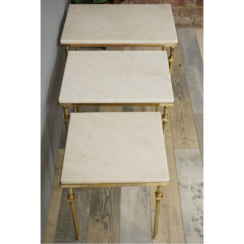 Vintage brass and marble nesting tables 1970