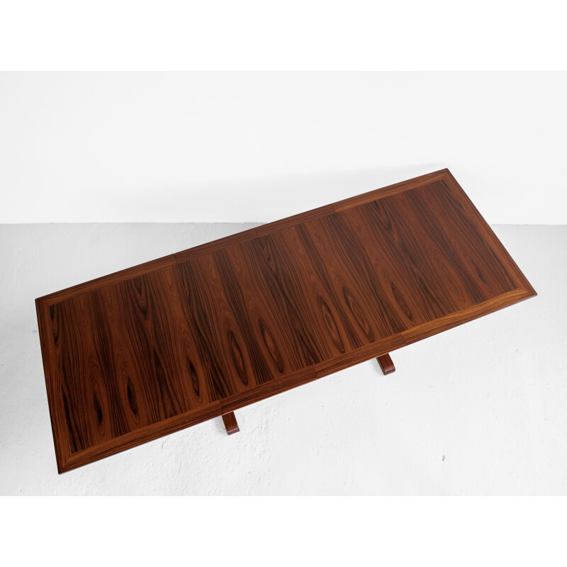 Midcentury rectangular dining table in rosewood with 2 extensions, Denmark 1960s