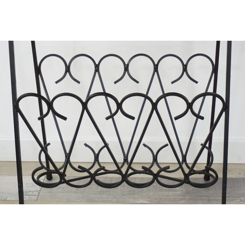 Vintage wrought iron magazine rack 1950