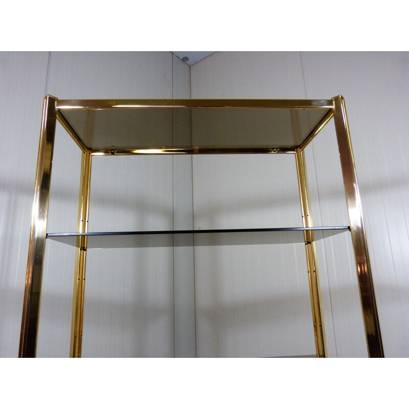 Large vintage display in brass and smoked glass 1970