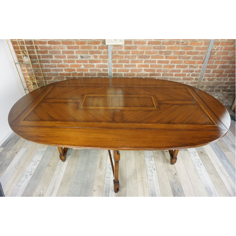 Vintage modular table in marquetry