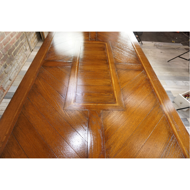 Vintage modular table in marquetry