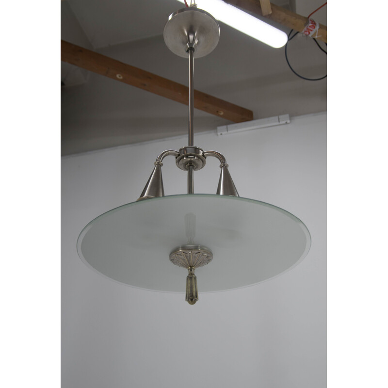 Lampadario Art Déco vintage nichelato, 1920