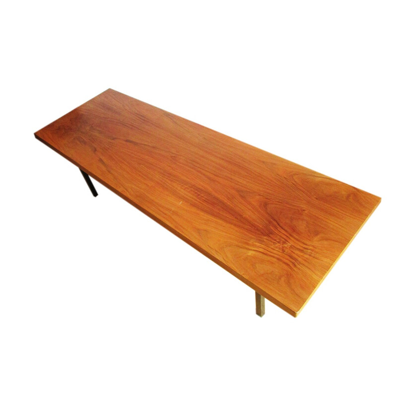 Table basse vintage en noyer d'Amérique et acier laqué, 1960